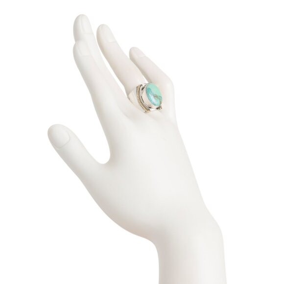 SHIVAM  India Sterling Silver Blue Mohave Turquoise Ring - Picture 2 of 2